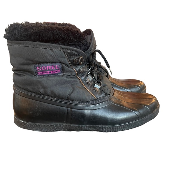 SOREL Kaufman‎ Womens Winter Boots Black Insulated Waterproof Duck Size 9 - Picture 1 of 5